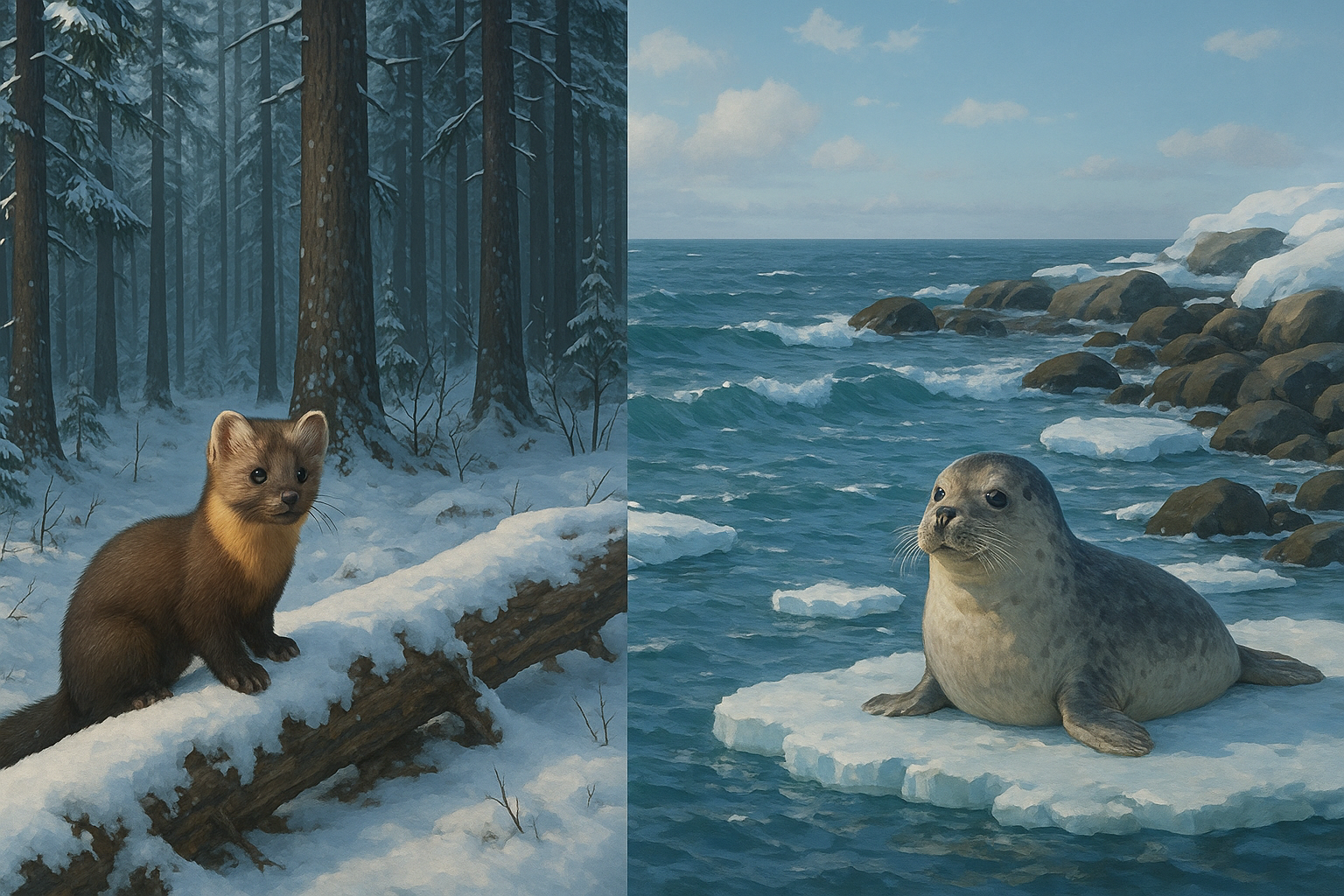 Illustration of sable and seal across the top banner